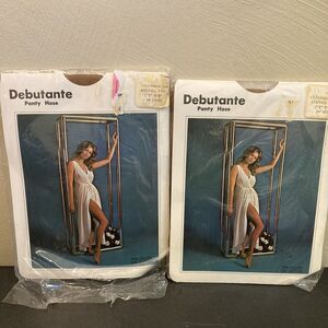 2 Vtg‎ Debutante Panty Hose California Sun Medium Tall Fits 5'6" to 5'8" Tan